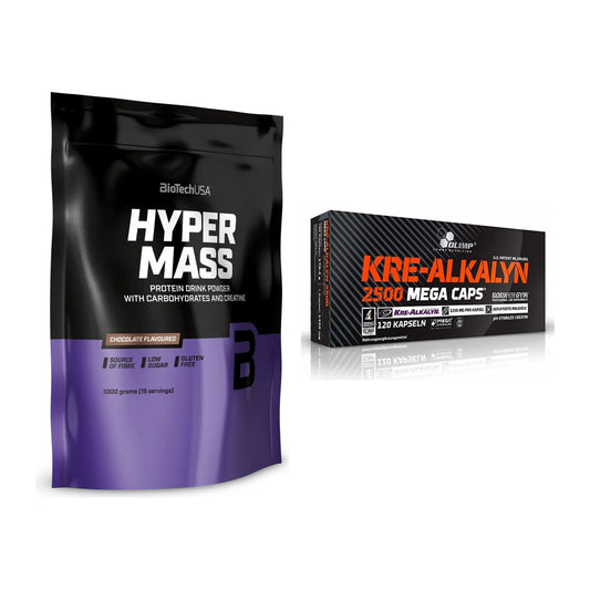 Masseaufbau-Set: BioTech Hyper Mass + Olimp Kre Alkalyn 2500 – alle enthaltenen Artikel