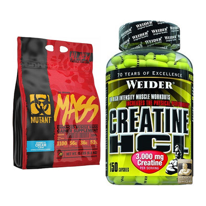 Masseaufbau-Set: Mutant Mass + Weider Creatin HCL – alle enthaltenen Artikel