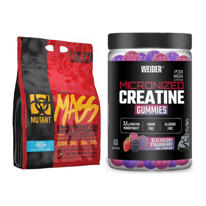 Masseaufbau-Set: Mutant Mass + Weider Micronized Creatine Gummies – alle enthaltenen Artikel