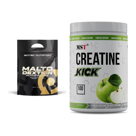Masseaufbau-Set: Scitec Maltodextrin 2000g + MST Creatine Kick 1000g – alle enthaltenen Artikel