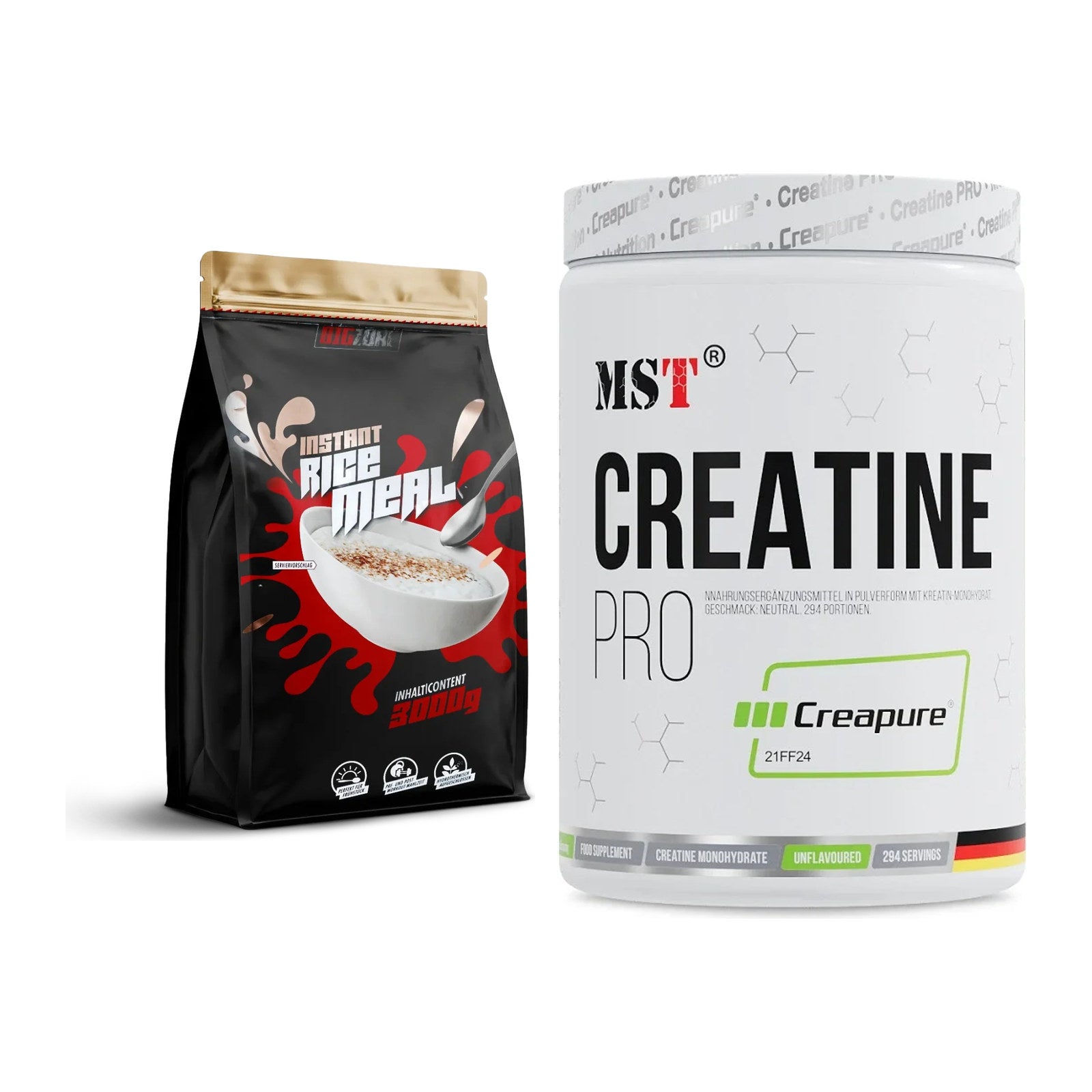 Masseaufbau-Set: Big Zone Rice Meal 3000g + MST Creatin Pro CREAPURE – alle enthaltenen Artikel