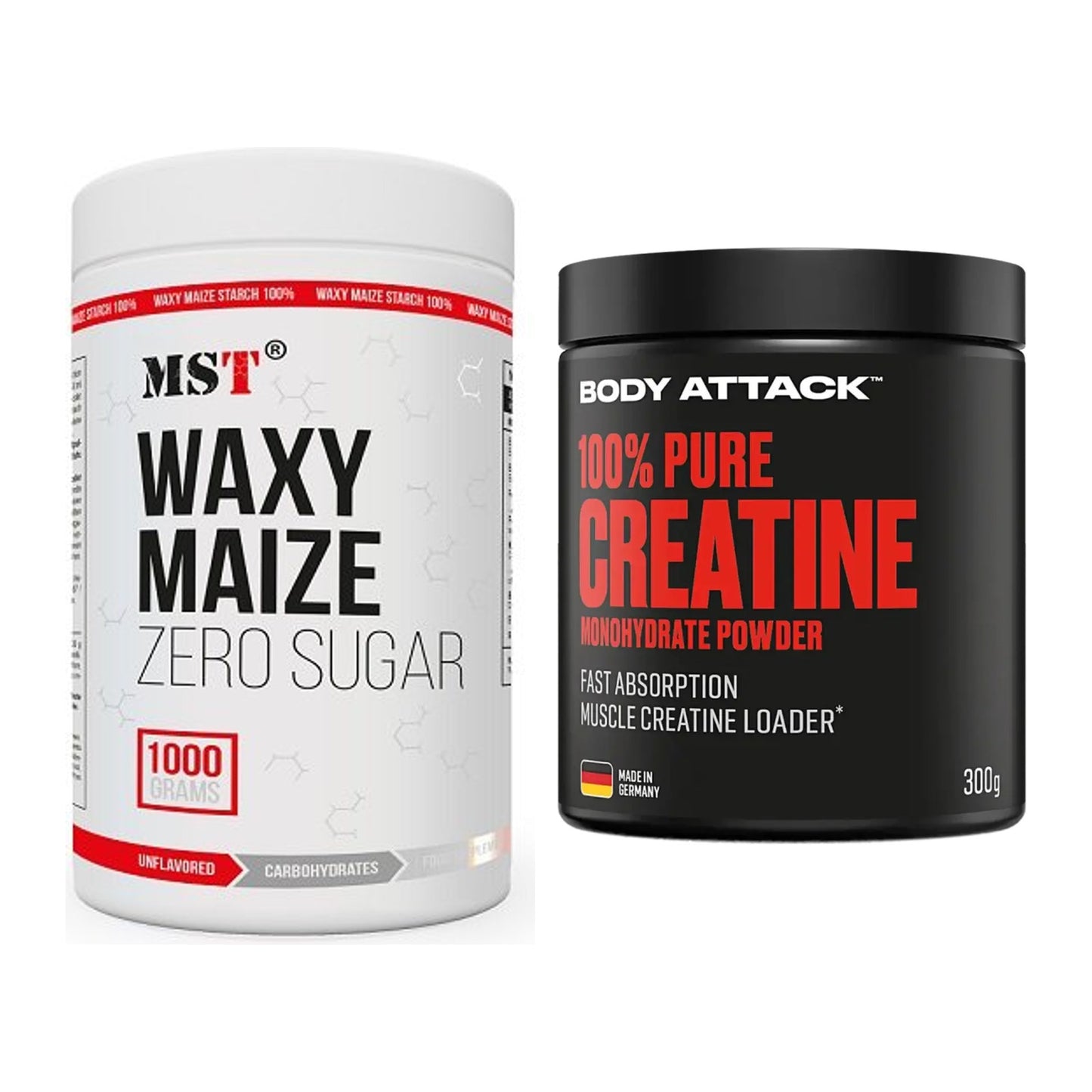 Masseaufbau-Set: MST WAXY MAIZE + Body Attack 100% Pure Creatine – alle enthaltenen Artikel