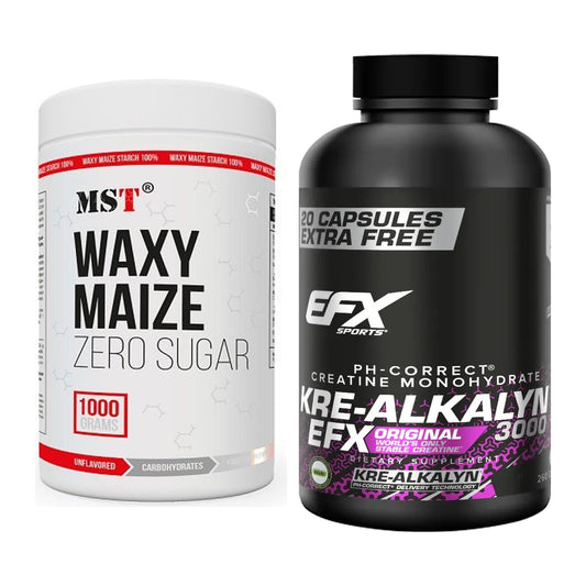 Masseaufbau-Set: MST WAXY MAIZE + EFX Kre-Alkalyn 3000 – alle enthaltenen Artikel