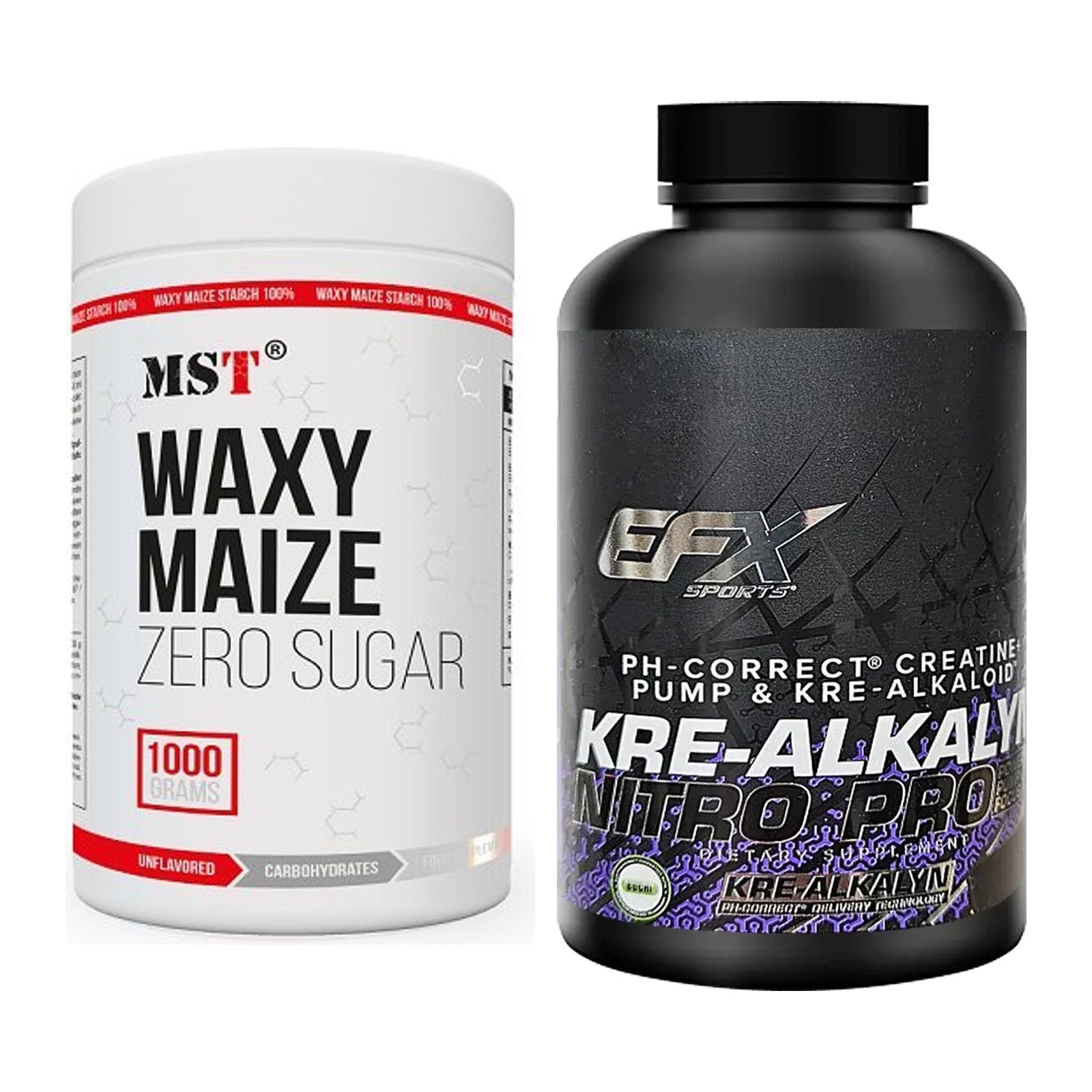 Masseaufbau-Set: MST WAXY MAIZE + EFX Kre-Alkalyn PRO 120 Super-Caps – alle enthaltenen Artikel