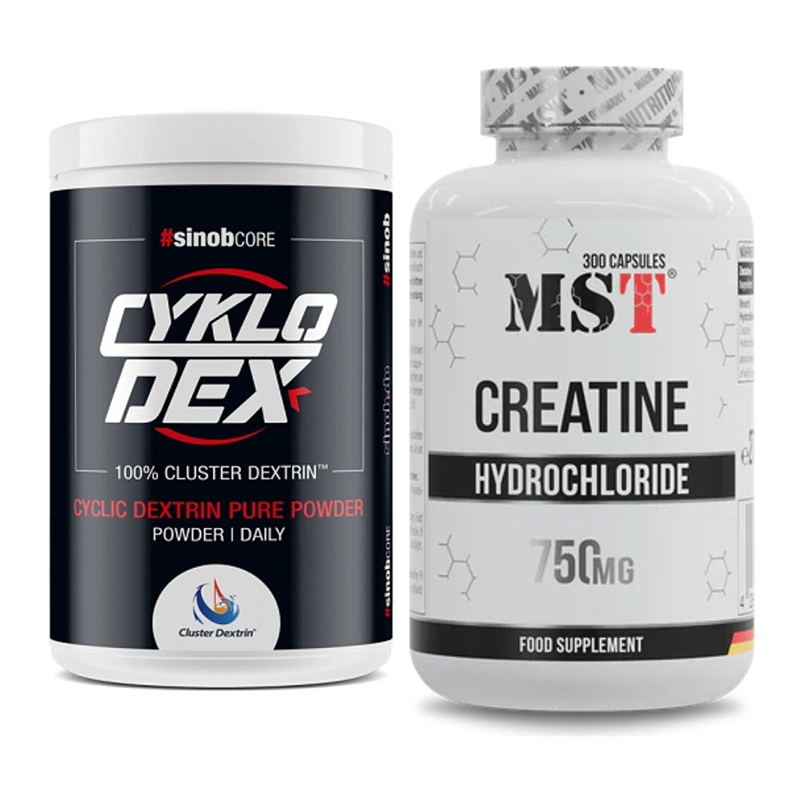 Masseaufbau-Set: Sinob Core CykloDex 1kg (Cluster + MST Creatine HCL – alle enthaltenen Artikel