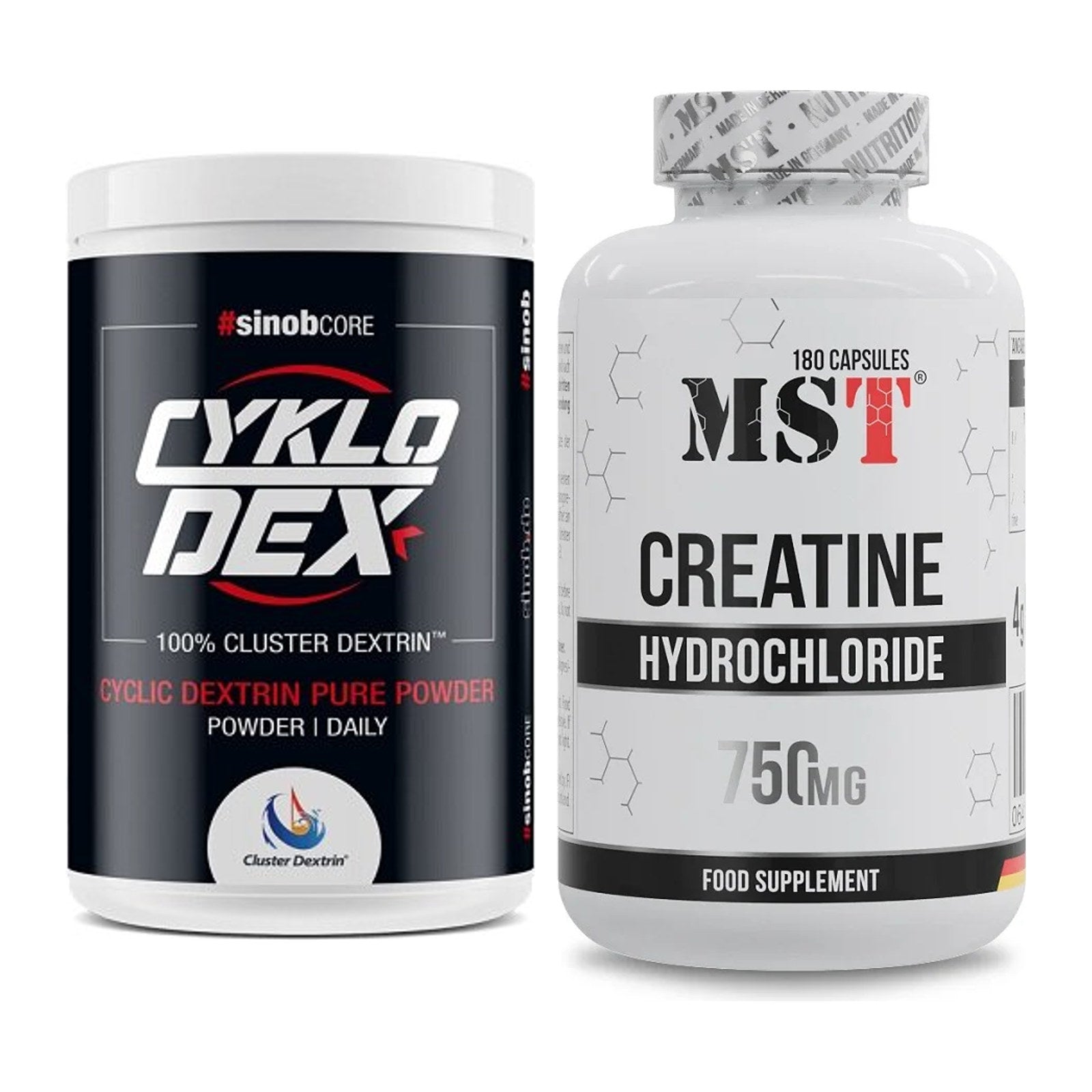 Masseaufbau-Set: Sinob Core CykloDex 1kg (Cluster + MST Creatine HCL – alle enthaltenen Artikel