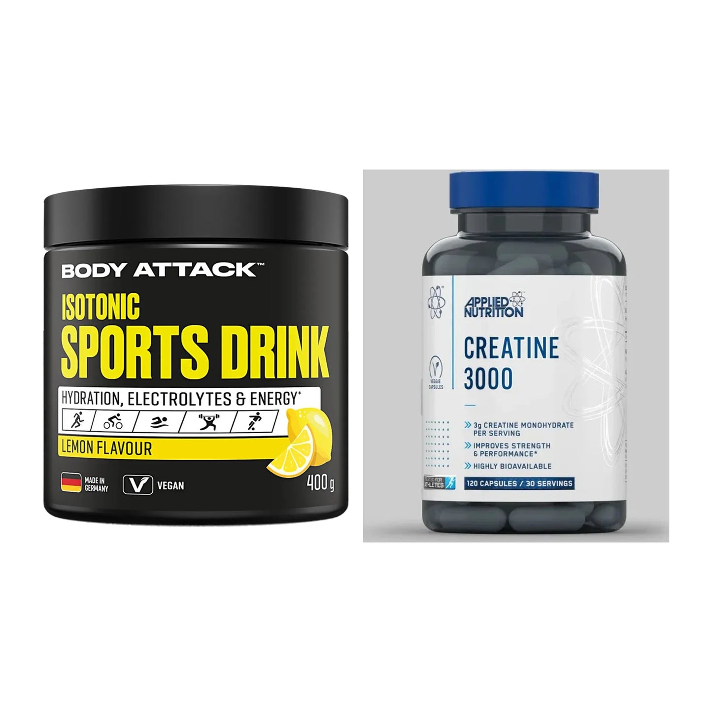 Masseaufbau-Set: Body Attack Isotonic + Applied Nutrition – alle enthaltenen Artikel