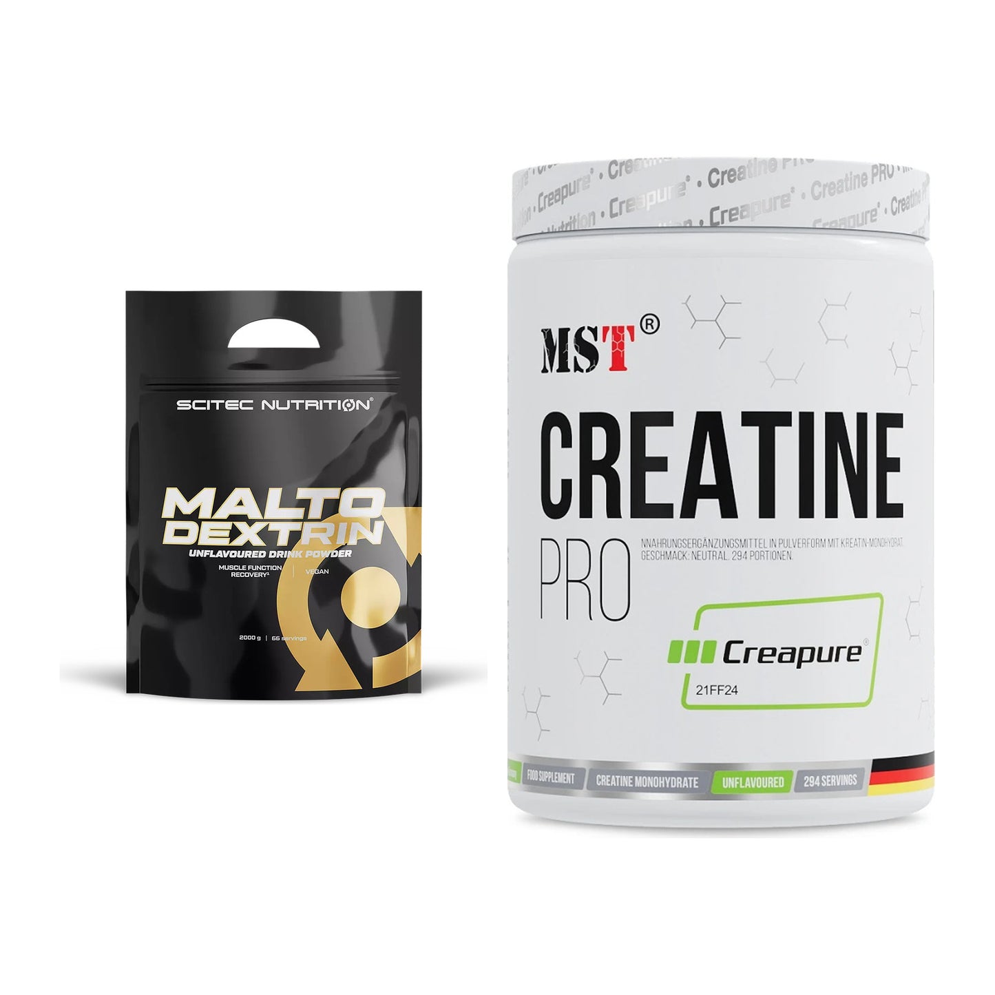 Masseaufbau-Set: Scitec Maltodextrin 2000g + MST Creatin Pro CREAPURE – alle enthaltenen Artikel