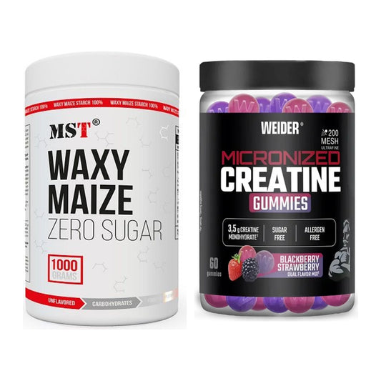Masseaufbau-Set: MST WAXY MAIZE + Weider Micronized Creatine Gummies – alle enthaltenen Artikel