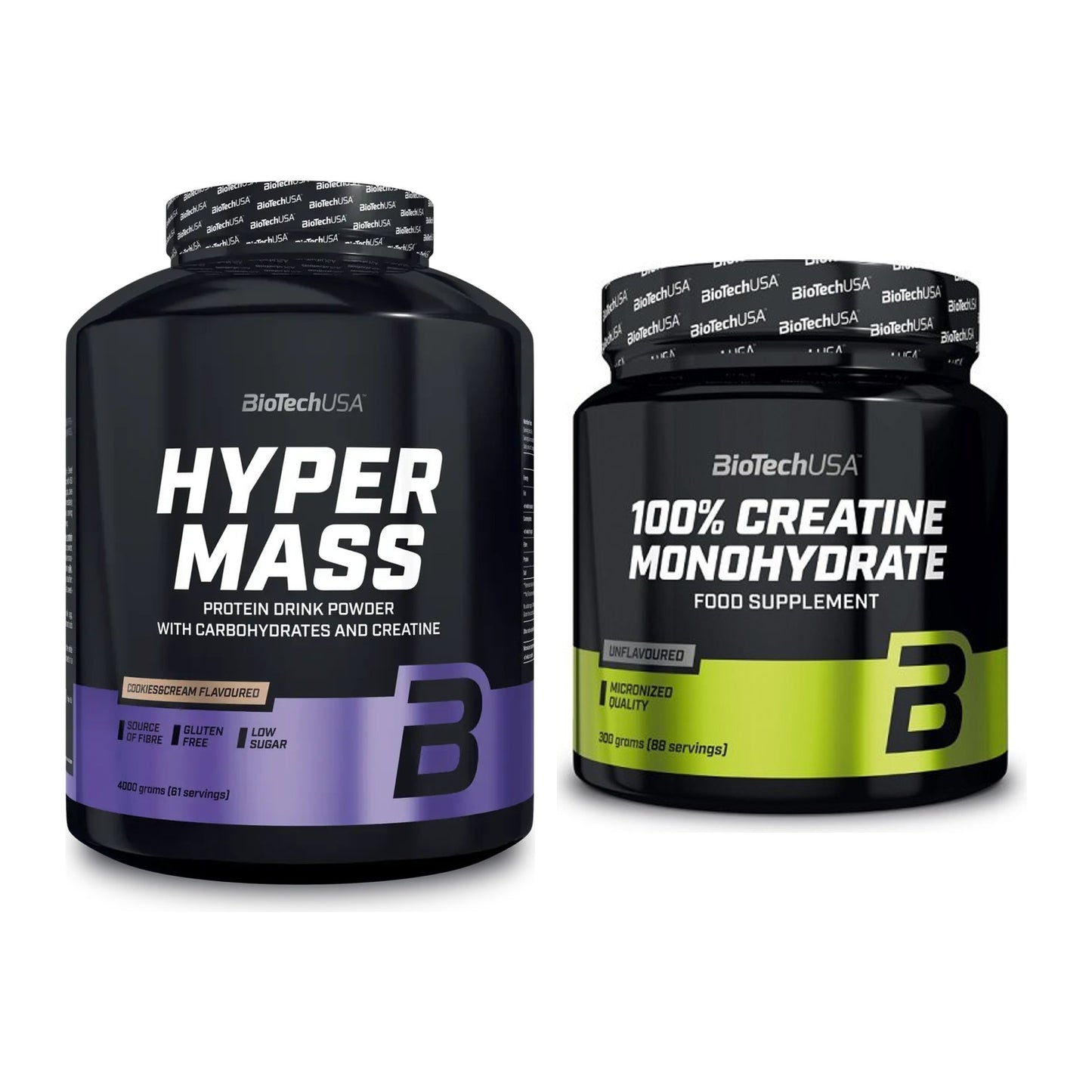 BioTech USA Masseaufbau-Set: Hyper Mass 4000g + Creatine Monohydrat – alle enthaltenen Artikel