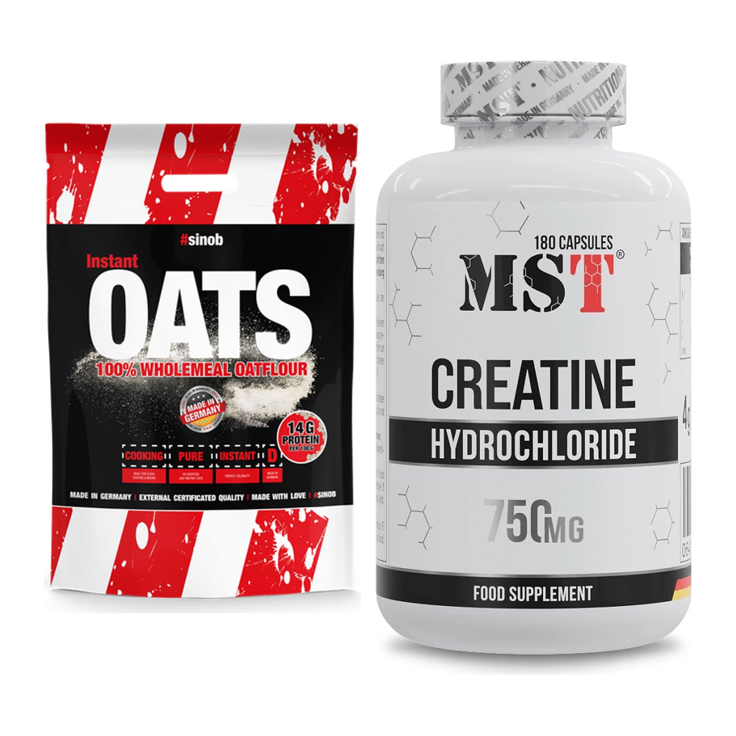Masseaufbau-Set: Sinob Instant Oats + MST Creatine HCL – alle enthaltenen Artikel