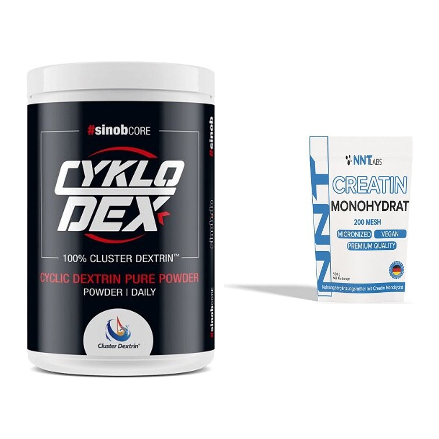Masseaufbau-Set: Sinob Core CykloDex 1kg + NNT Creatin Monohydrat – alle enthaltenen Artikel