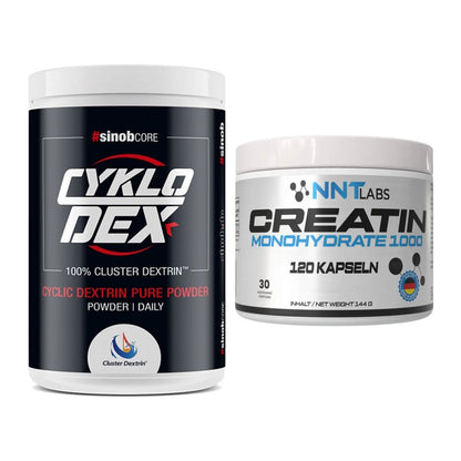 Masseaufbau-Set: Sinob Core CykloDex 1kg + NNT Creatin 1000 mg – alle enthaltenen Artikel