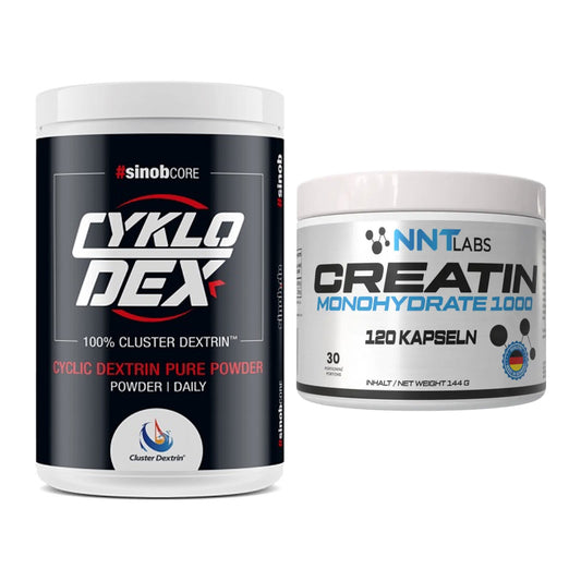 Masseaufbau-Set: Sinob Core CykloDex 1kg + NNT Creatin 1000 mg – alle enthaltenen Artikel