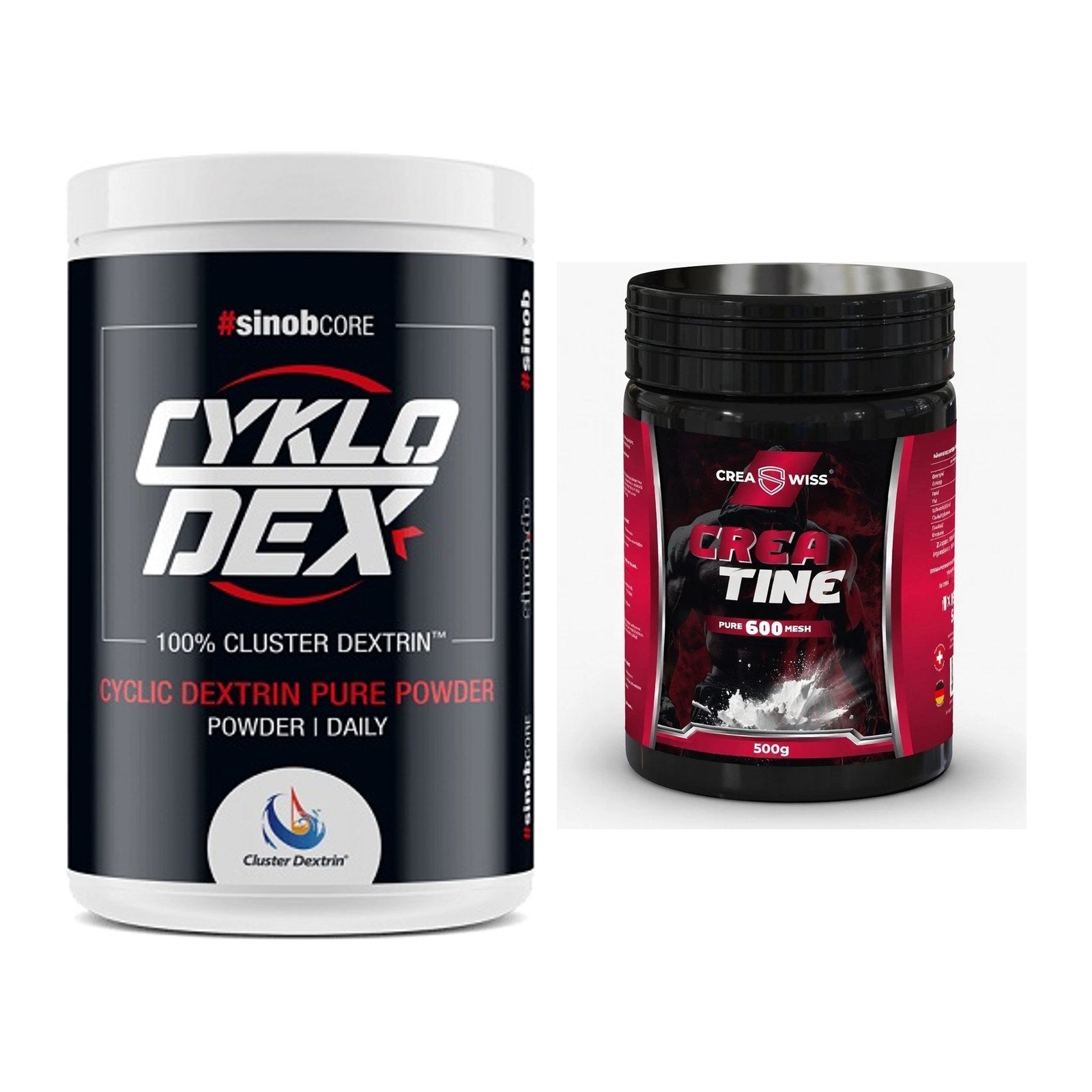 Masseaufbau-Set: Sinob Core CykloDex 1kg + CREASWISS Creatine 600 – alle enthaltenen Artikel