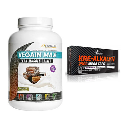 Σετ μαζικής κατασκευής: ProFuel VEGAIN MAX Gainer + Olimp Kre Alkalyn 2500 - περιλαμβάνονται όλα τα είδη