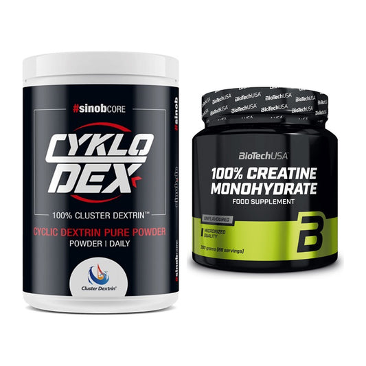 Masseaufbau-Set: Sinob Core CykloDex 1kg + BioTech Creatine – alle enthaltenen Artikel
