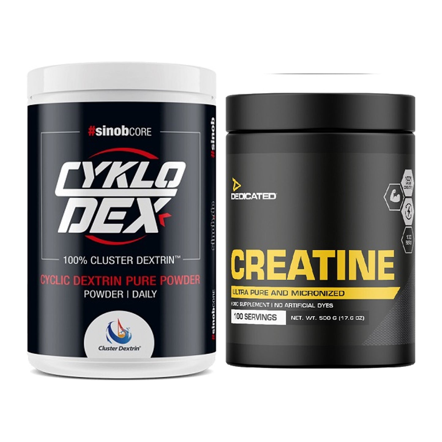 Masseaufbau-Set: Sinob Core CykloDex 1kg (Cluster + Dedicated Creatine – alle enthaltenen Artikel