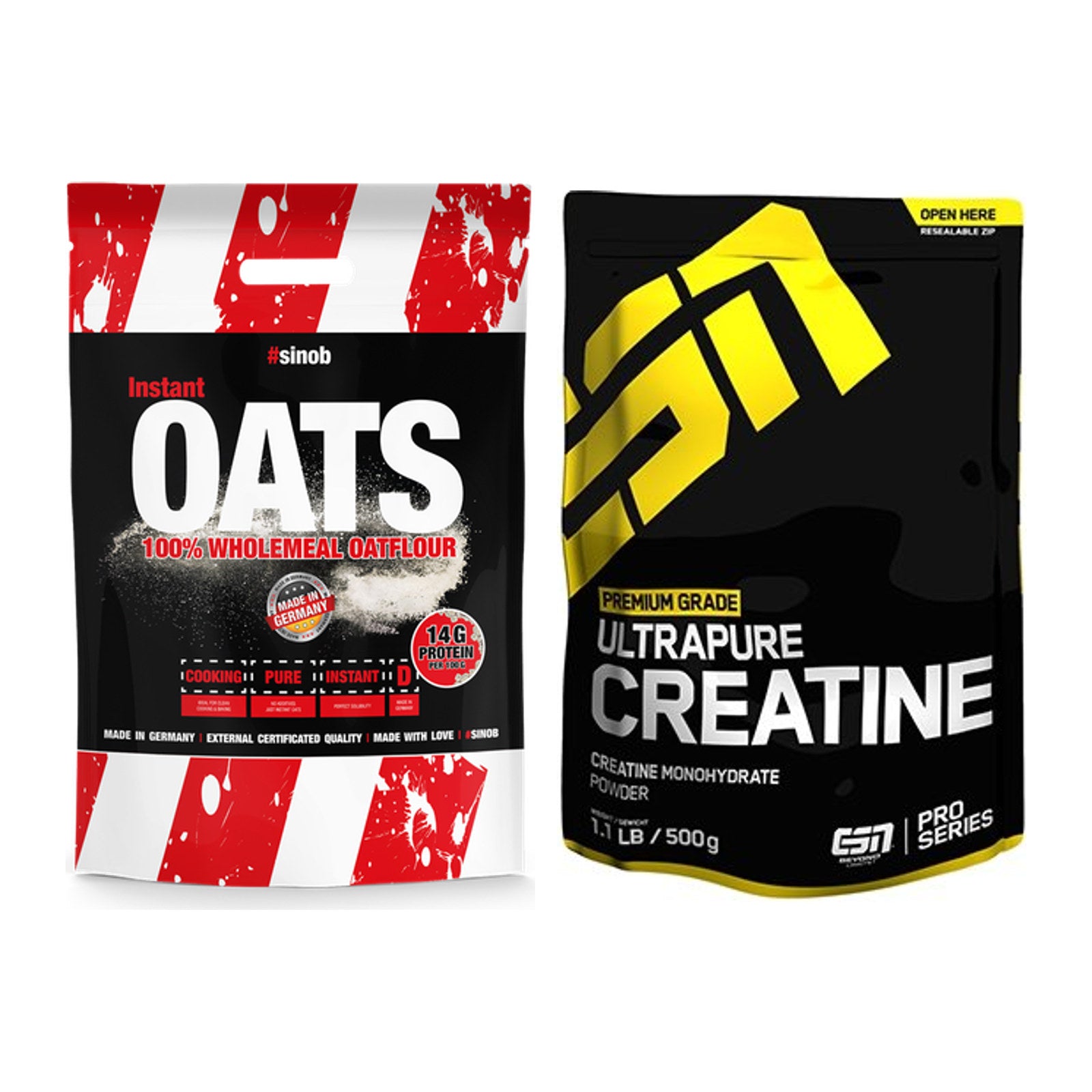 Masseaufbau-Set: Sinob Instant Oats + ESN Ultrapure Creatine – alle enthaltenen Artikel