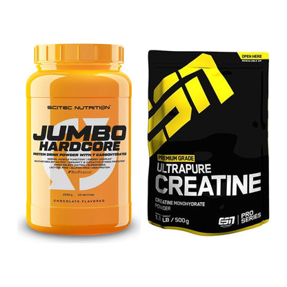 Masseaufbau-Set: Scitec Jumbo Hardcore1530 + ESN Ultrapure Creatine – alle enthaltenen Artikel
