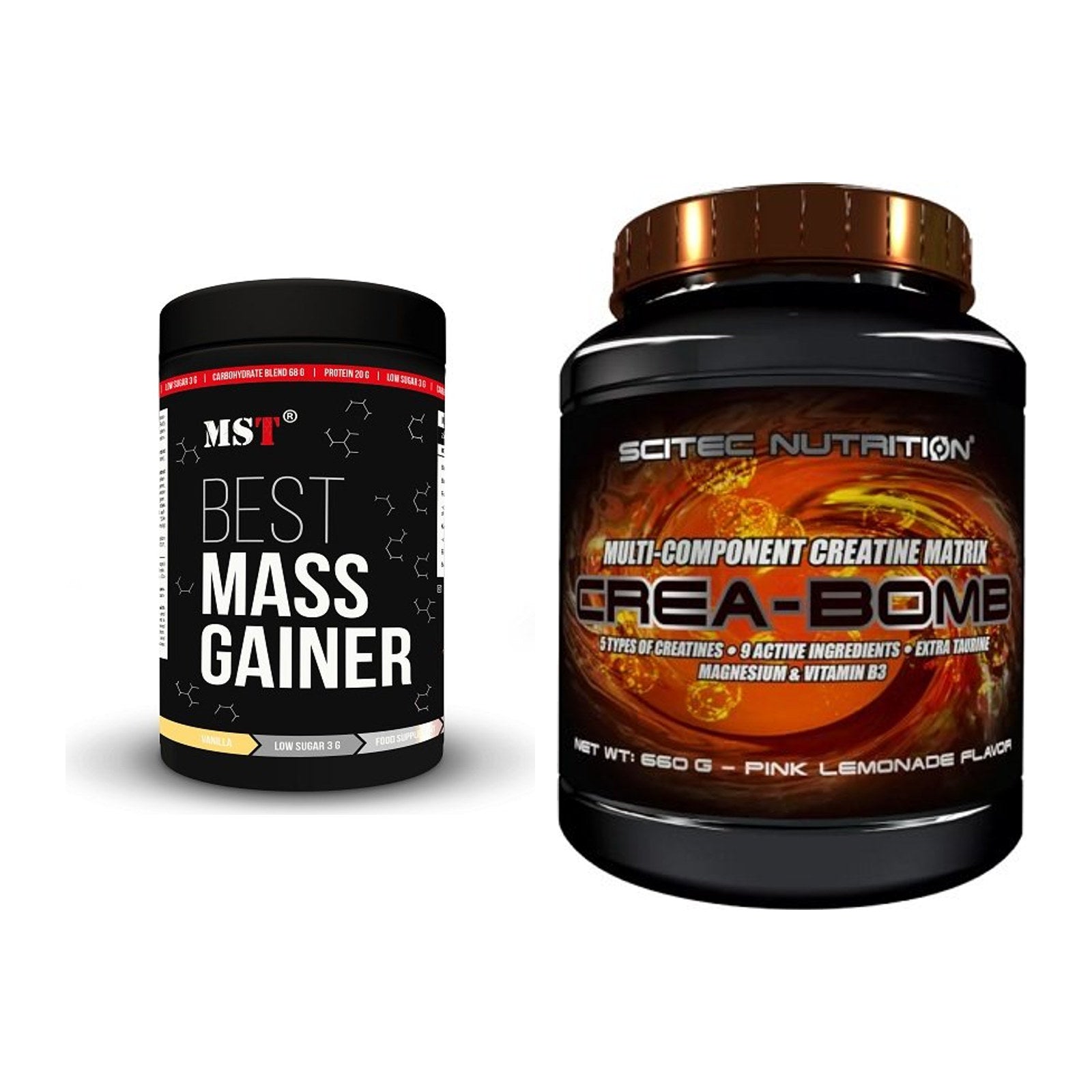 Masseaufbau-Set: MST Best Mass Gainer + Scitec Crea-Bomb 660g – alle enthaltenen Artikel