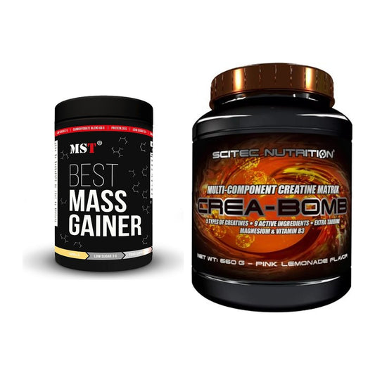 Masseaufbau-Set: MST Best Mass Gainer + Scitec Crea-Bomb 660g – alle enthaltenen Artikel