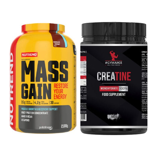 Masseaufbau-Set: Nutrend Mass Gain + #GYMJUICE Creatine Monohydrate – alle enthaltenen Artikel
