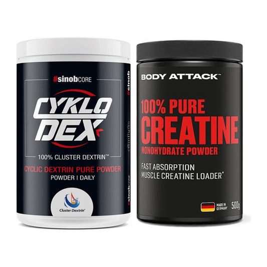 Masseaufbau-Set: Sinob Core CykloDex 1kg + Body Attack 100% Pure – alle enthaltenen Artikel