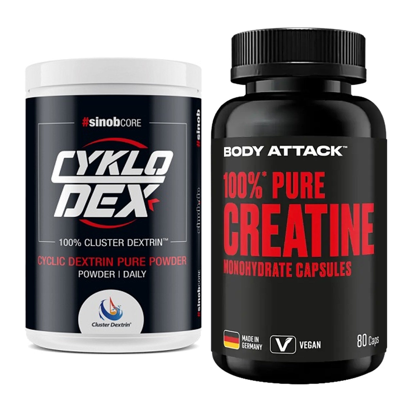 Masseaufbau-Set: Sinob Core CykloDex 1kg + Body Attack 100% Pure – alle enthaltenen Artikel