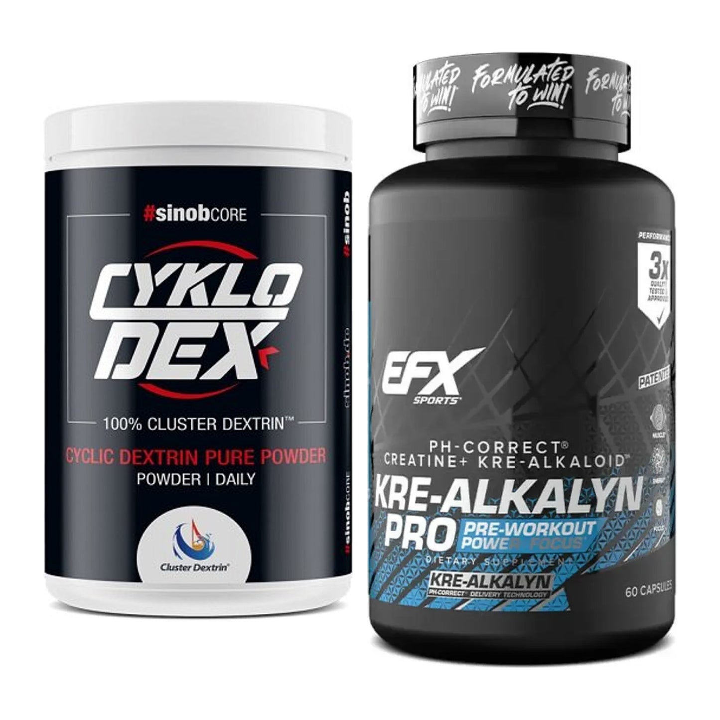 Masseaufbau-Set: Sinob Core CykloDex 1kg + EFX Kre-Alkalyn PRO – alle enthaltenen Artikel