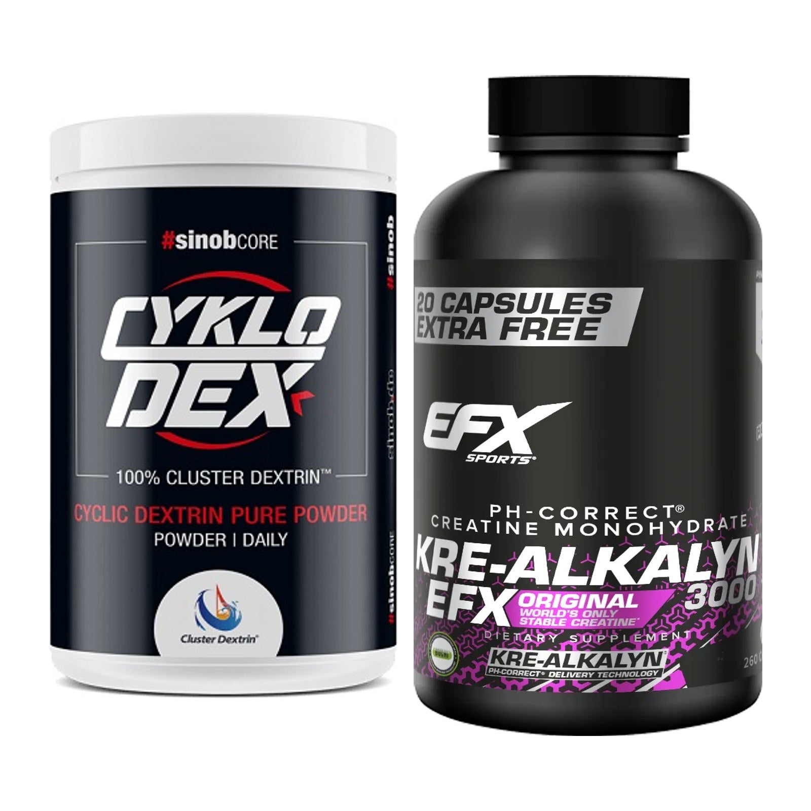 Masseaufbau-Set: Sinob Core CykloDex 1kg + EFX Kre-Alkalyn 3000 – alle enthaltenen Artikel