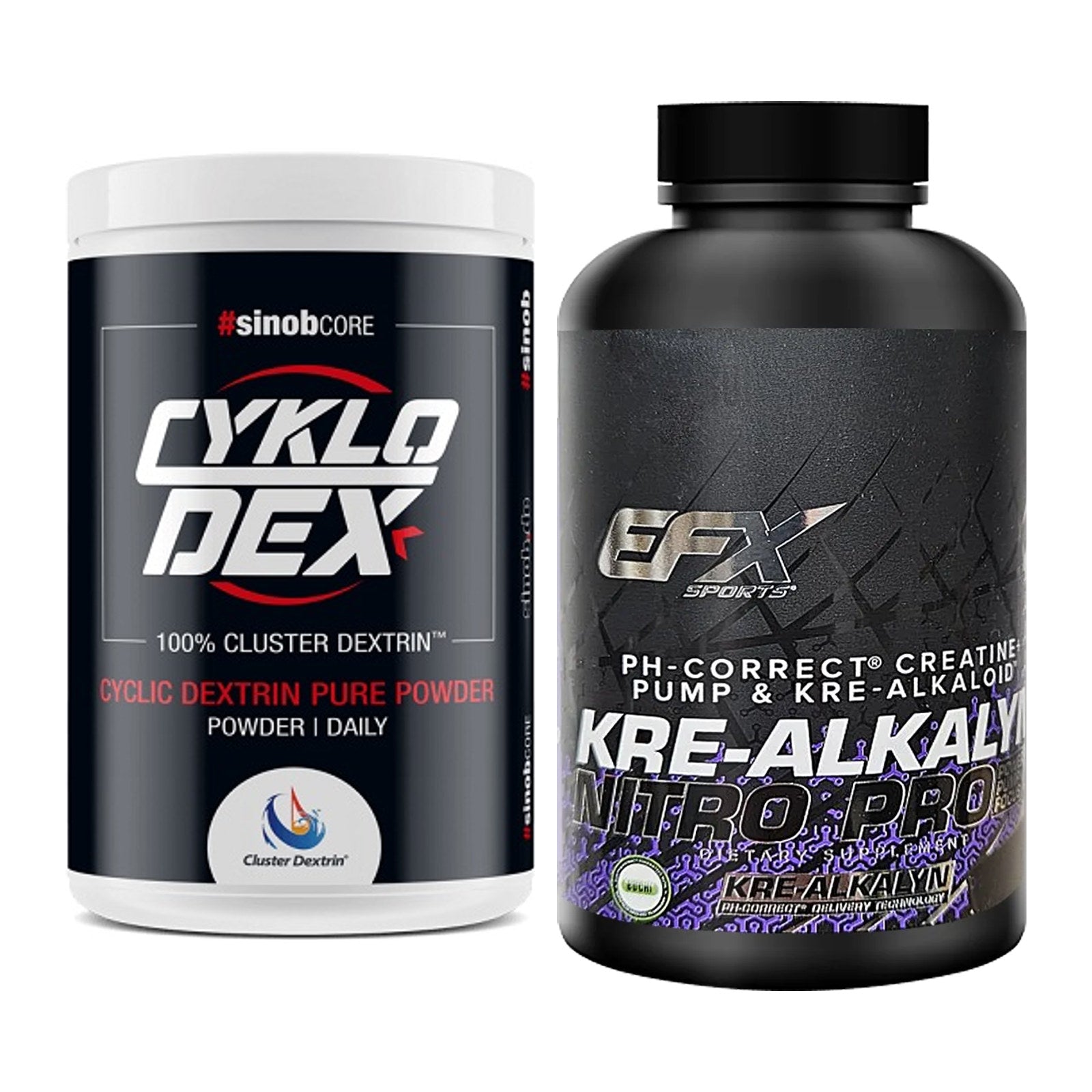 Masseaufbau-Set: Sinob Core CykloDex 1kg + EFX Kre-Alkalyn Nitro PRO – alle enthaltenen Artikel