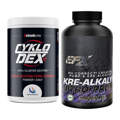 Masseaufbau-Set: Sinob Core CykloDex 1kg + EFX Kre-Alkalyn Nitro PRO – alle enthaltenen Artikel