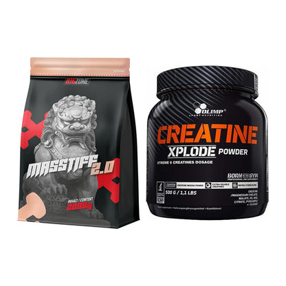 Masseaufbau-Set: Big Zone Masstiff 2.0 + Olimp Creatine Xplode – alle enthaltenen Artikel