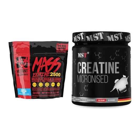 Masseaufbau-Set: Mutant Mass XXXTREME 2500 + MST Creatin Monohydrate – alle enthaltenen Artikel