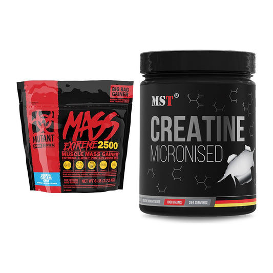 Masseaufbau-Set: Mutant Mass XXXTREME 2500 + MST Creatin Monohydrate – alle enthaltenen Artikel