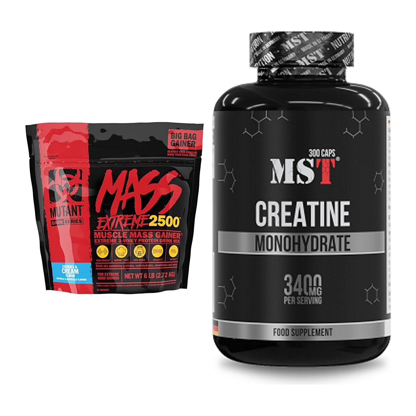 Masseaufbau-Set: Mutant Mass XXXTREME 2500 + MST Creatine Monohydrate – alle enthaltenen Artikel