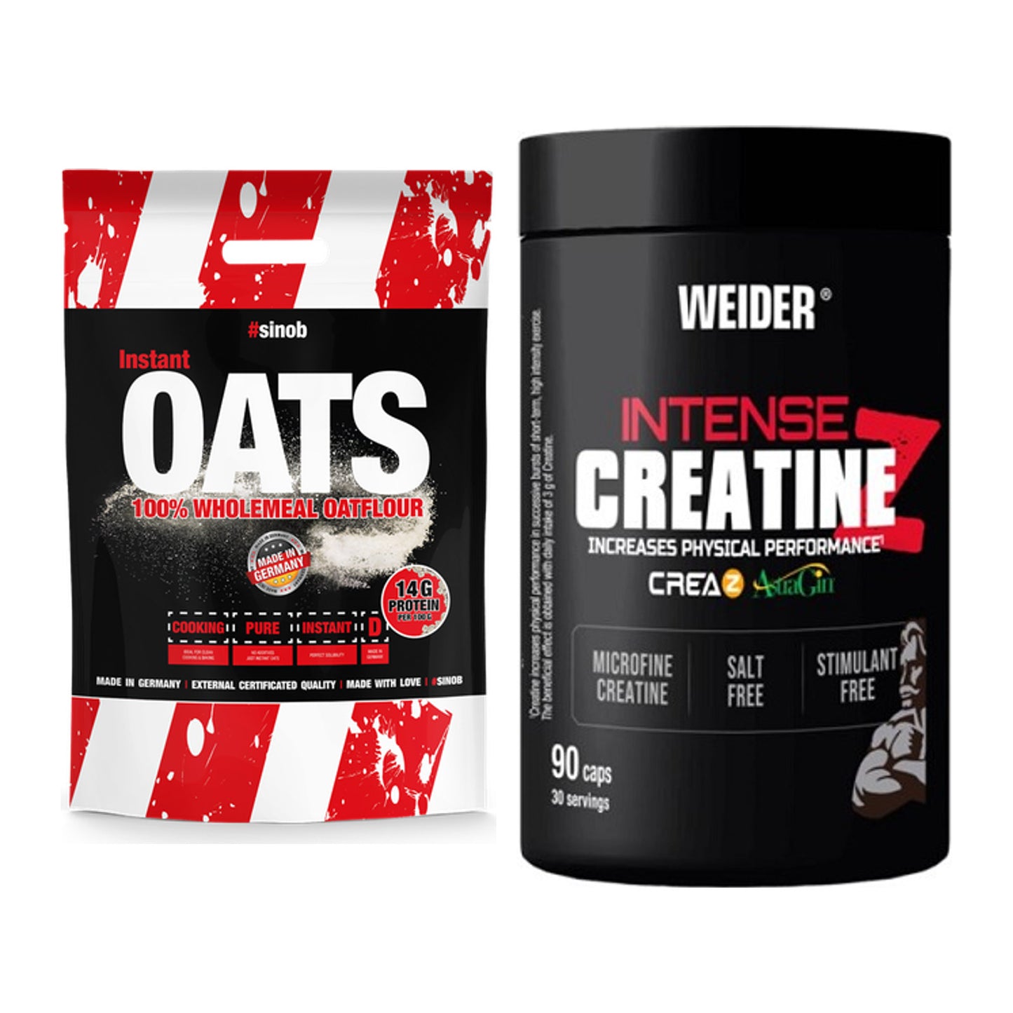 Masseaufbau-Set: Sinob Instant Oats + Weider Intense Pure Creatine – alle enthaltenen Artikel