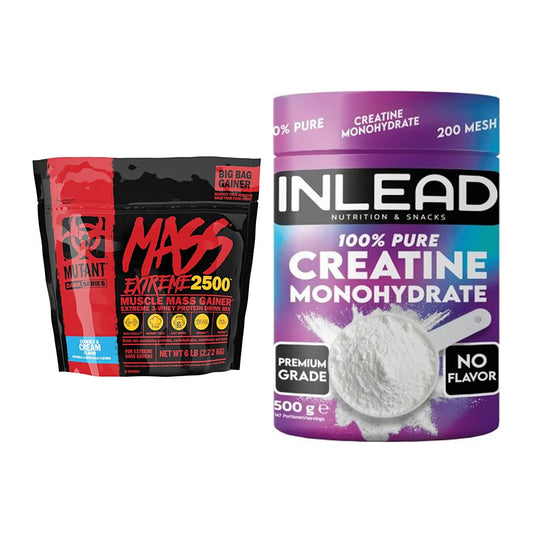 Masseaufbau-Set: Mutant Mass XXXTREME 2500 + INLEAD Creatine – alle enthaltenen Artikel