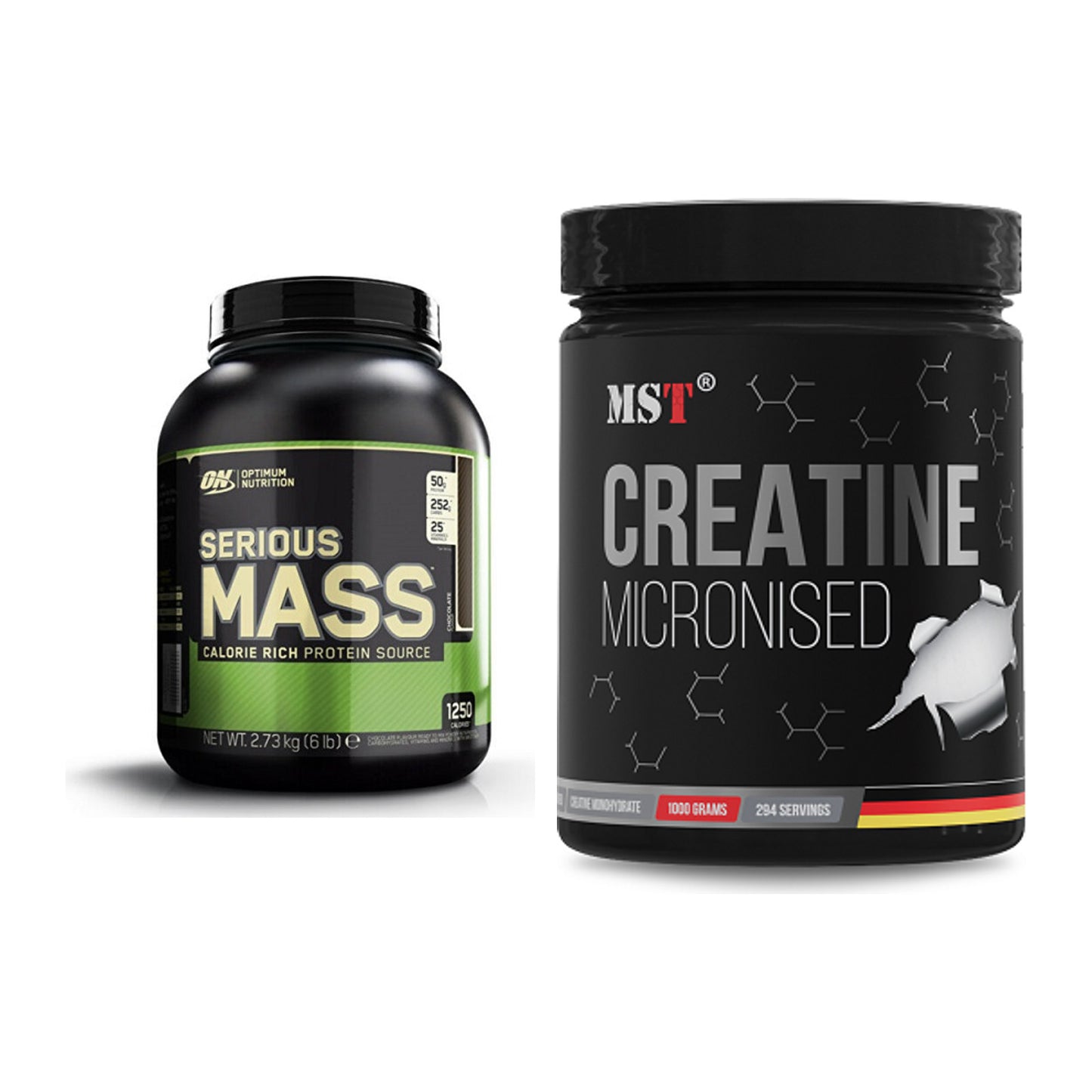 Masseaufbau-Set: Optimum Nutrition Serious + MST Creatin Monohydrate – alle enthaltenen Artikel