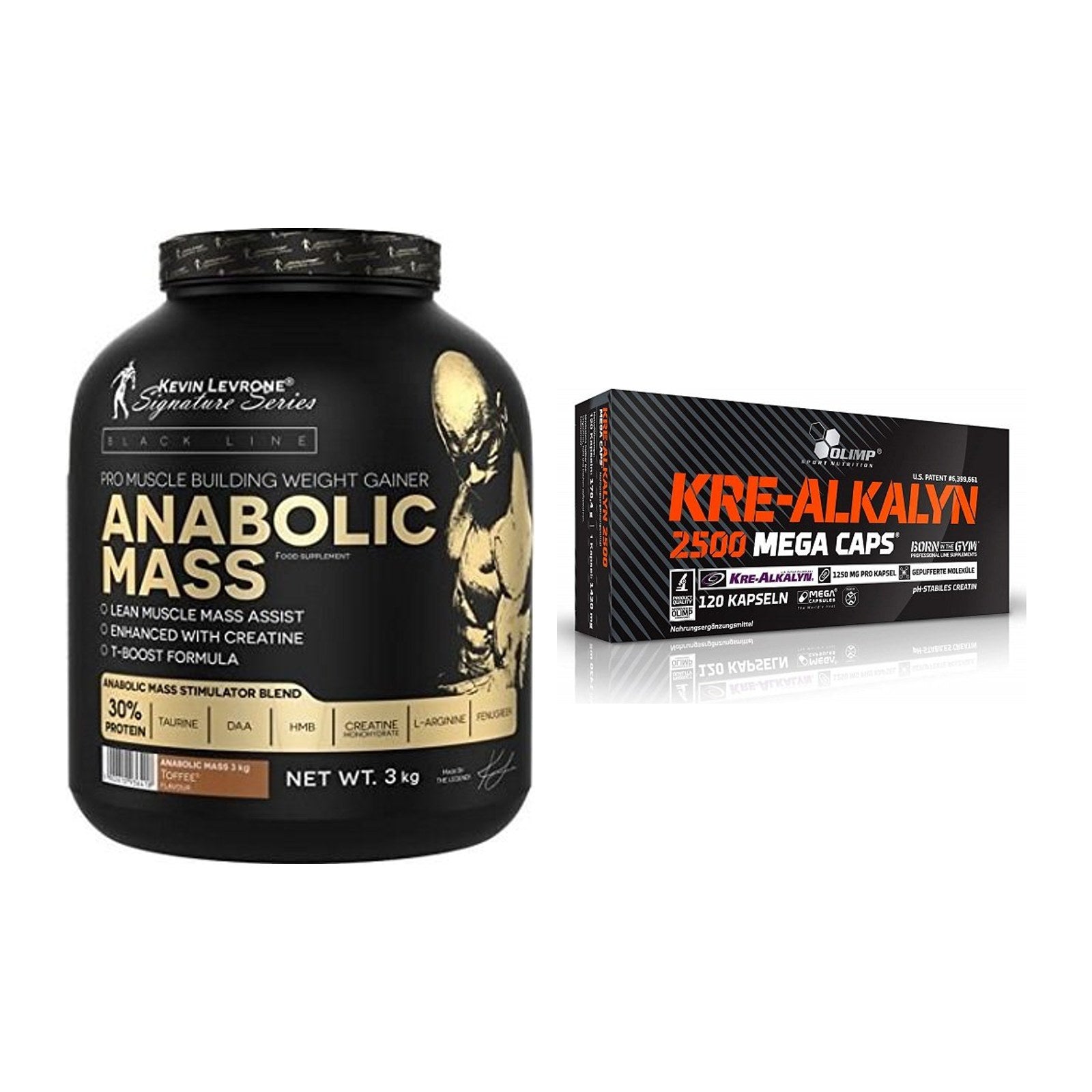 Masseaufbau-Set: Kevin Levrone Anabolic + Olimp Kre Alkalyn 2500 – alle enthaltenen Artikel