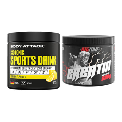 Masseaufbau-Set: Body Attack Isotonic Sports Drink + Big Zone Creatin – alle enthaltenen Artikel