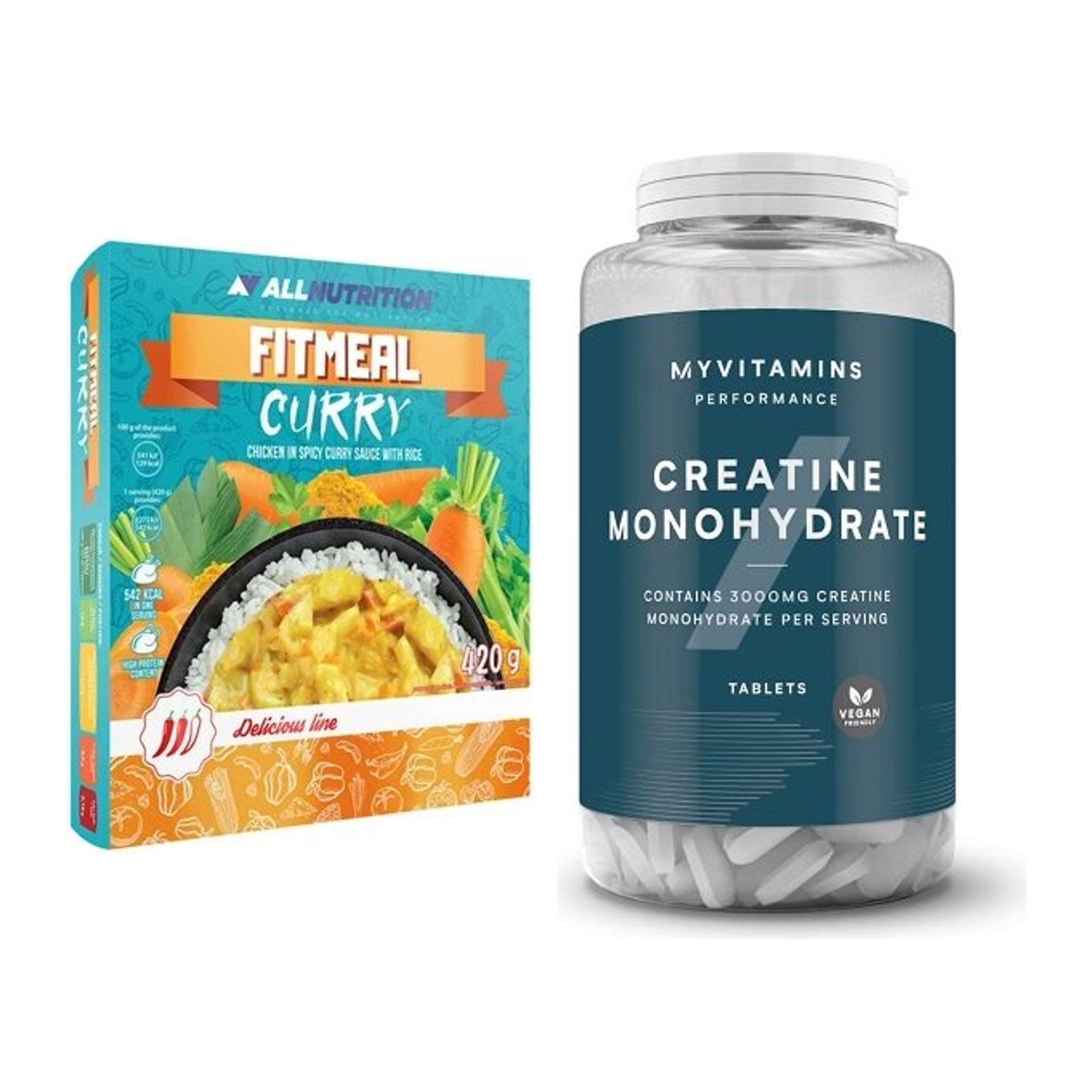Masseaufbau-Set: Allnutrition Fitmeal + MyProtein MyVitamins Creatine – alle enthaltenen Artikel