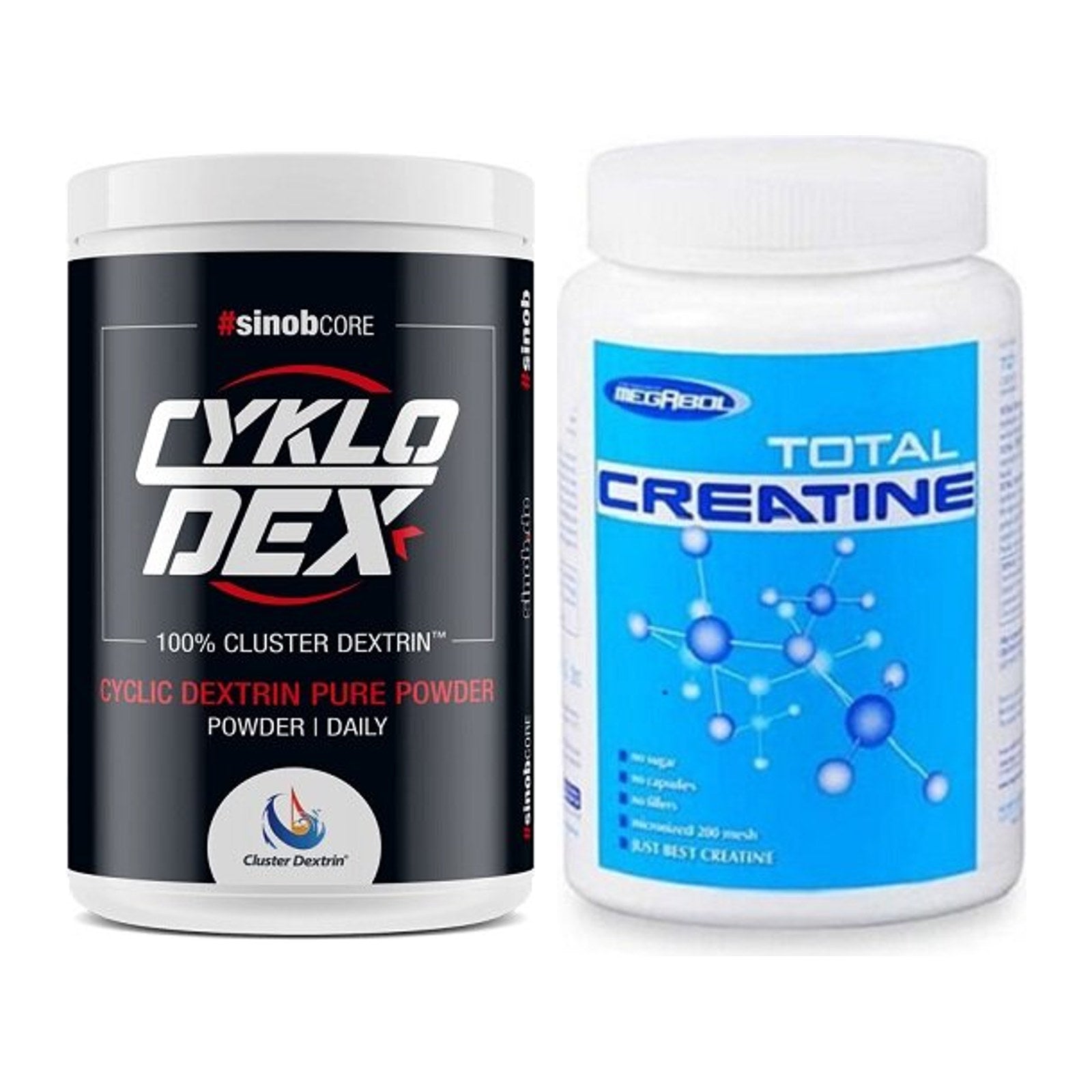 Masseaufbau-Set: Sinob Core CykloDex 1kg + Megabol Total Creatine – alle enthaltenen Artikel
