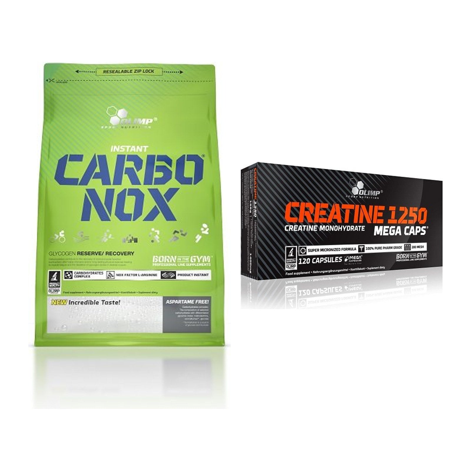 Masseaufbau-Set: Olimp Carbo Nox 1kg Pulver + Olimp Creatine Mega Caps – alle enthaltenen Artikel