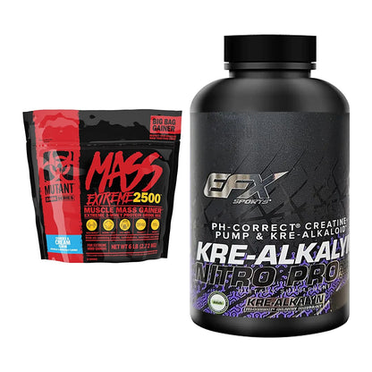 Masseaufbau-Set: Mutant Mass XXXTREME 2500 + EFX Kre-Alkalyn Nitro PRO – alle enthaltenen Artikel