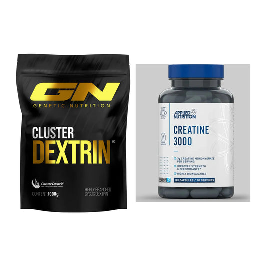 Masseaufbau-Set: GN Cluster Dextrin + Applied Nutrition Creatine 3000 – alle enthaltenen Artikel