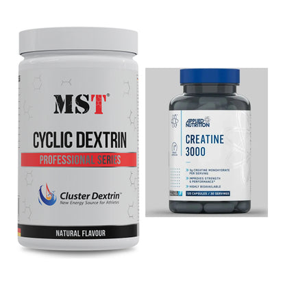 Masseaufbau-Set: MST Cluster Dextrin + Applied Nutrition Creatine 3000 – alle enthaltenen Artikel
