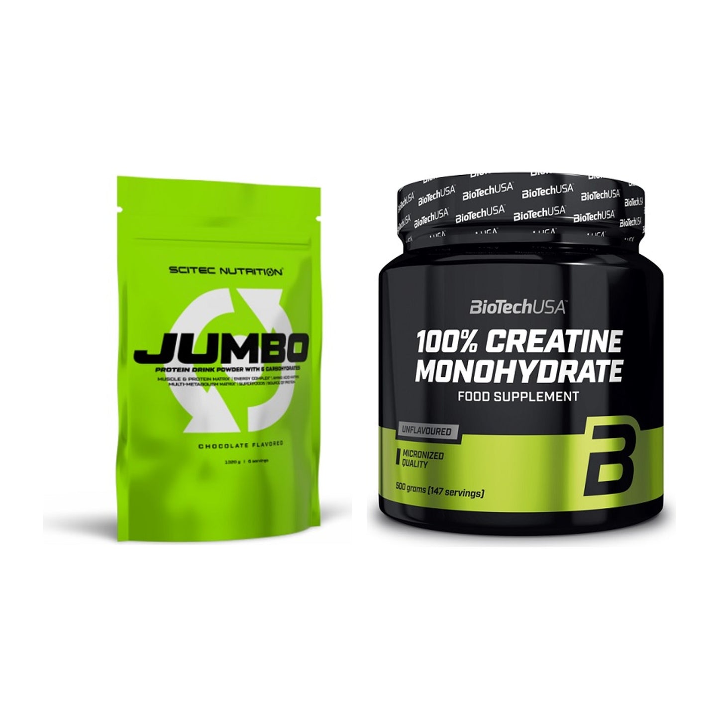 Masseaufbau-Set: Scitec Jumbo + BioTech Creatine Monohydrate – alle enthaltenen Artikel