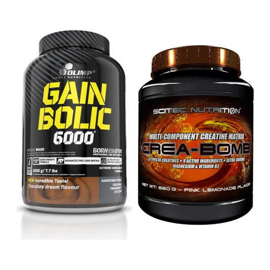 Masseaufbau-Set: Olimp Gain Bolic 6000 + Scitec Crea-Bomb – alle enthaltenen Artikel